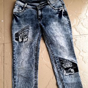 Beautiful pattern jeans dark grey color