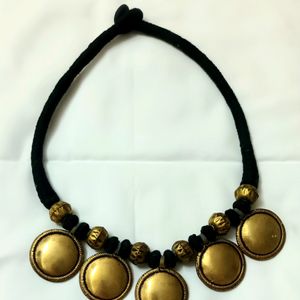 Black And Gold Brass Necklace