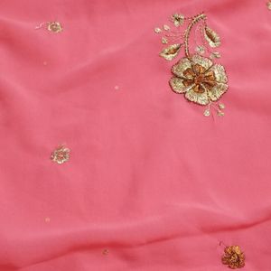 Flower Embroidery Saree With Blouse