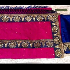 Wedding Party Wear Sequin Heavy Border Saree