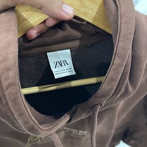 Zara Brown Slogan Print Hoodie