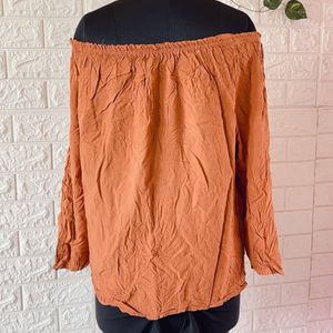 Brown Off Shoulder Top