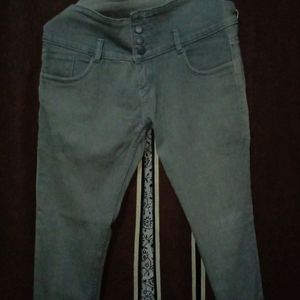 High Waist Grey Coloured Jeans For Women