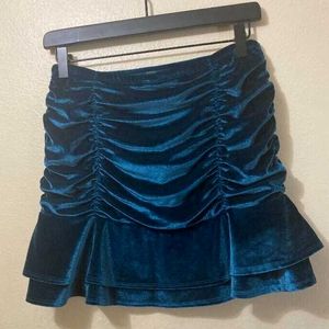 Blue Velvet Ruffle Skirt