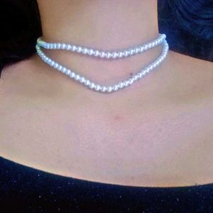 Pearl Stacked Necklace With Charm