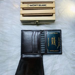 Mont Blanc Genuine Leather Wallet Men's Wooden Box