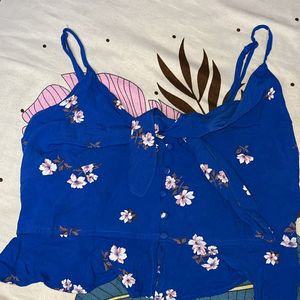 Blue Crop Top With A Bow