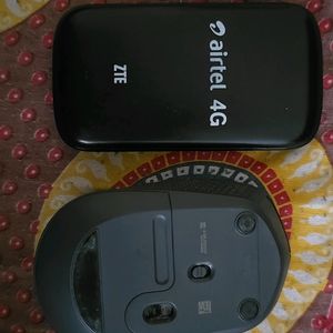 Airtel 4G Wifi Hotspot And Logitech Wireless Mouse