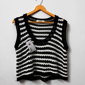 Black & White Crochet Vest