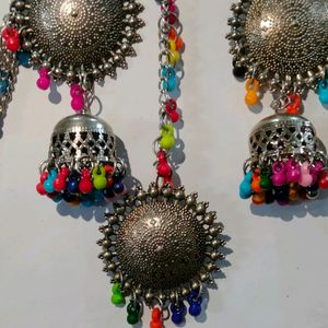 Oxidised Mang Tikka With Earing