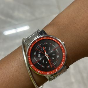 Red Silver Watch