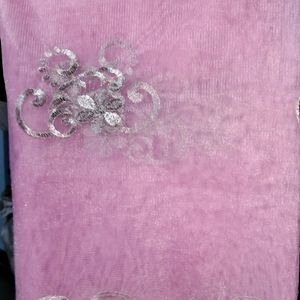 Baby Pink Silver Work Net Saree Light Weight