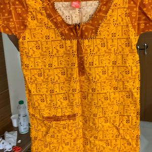 Mustard Yellow XXL NIGHT SUIT with Block Prints