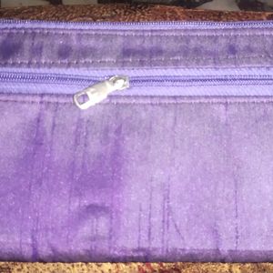 A Violet Colour Pouch With Embroidery