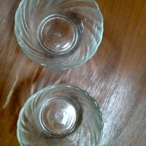 Two Transparent Big Glass Bowls