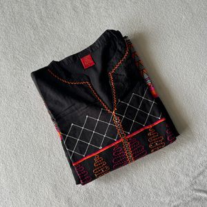 🖤🧡 Beautiful cotton Black kurta