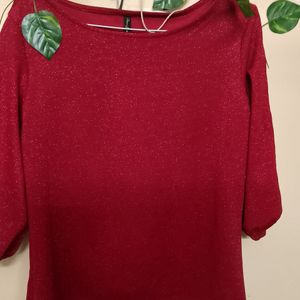 A Red Shimmery Top