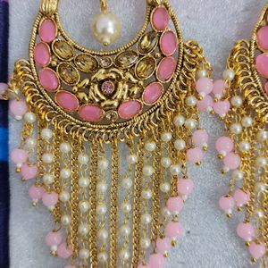 PANASH Women's Brass Drop Earrings (Pink)