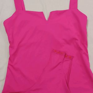 Shein Pink V-Cut Front Bodysuit