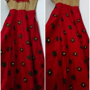 Traditional Red and Gold Embroidered Dress