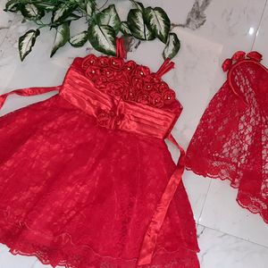 Party wear Red Frock for Kid Girls