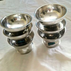 set Of 6 Stainless Steel Icecream Bowls