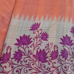 Lotus Design Pink Orange Combo Saree