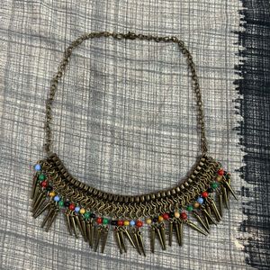 oxidised gold tribal necklace