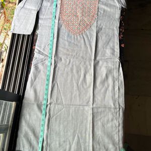 Yoke embroidery grey kurta