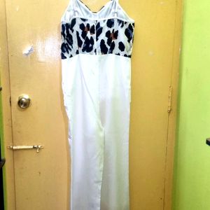 White leopard printed jumpsuit