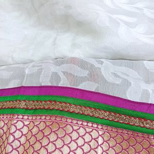 💥🆕️ Brasso Self Design Saree With Brocade Border