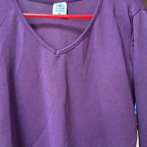 V Neck Purple Crop Top