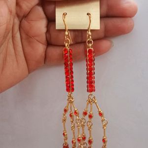 Red Colour Long Earrings