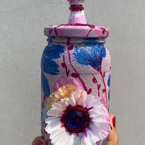 Handpainted Decorative Container Jar