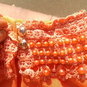 High Neck Pearl Coral Top