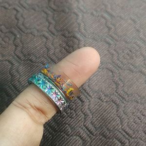Handmade Resin + Silver Thumb Ring
