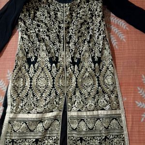 Black Embroidered Kurta With Sharara