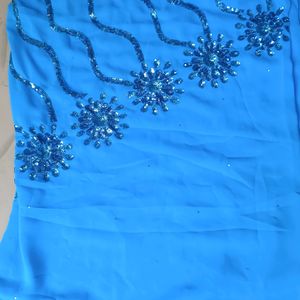 Beautiful Light Blue Saree With Unstiched Blouse