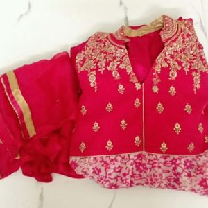 Ethnic Worked Pink Gown With Dupatta