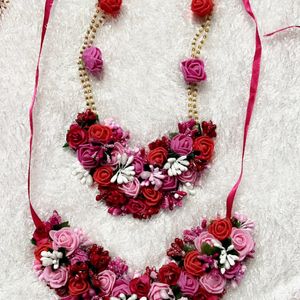 Pink & red Floral Jwellery Set