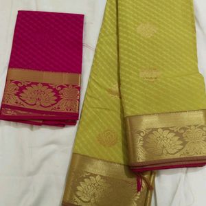 New Half & Half Pattu Saree Without Blouse (Un Used)