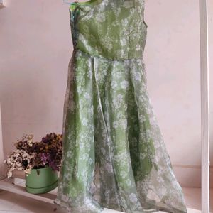 Green Floral One Shoulder Dress