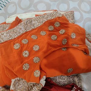 Beautiful Orange Colour Georgette Saree