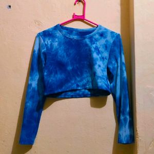 Blue Fitted Crop Top