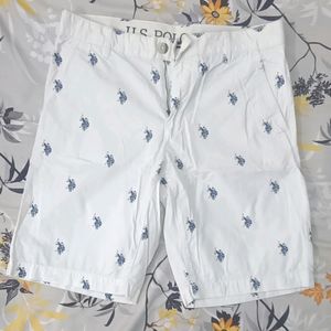 U.S. Polo Assn. White Logo Printed Shorts