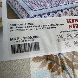 Handblock Printed King Size Bedsheet