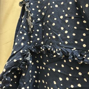 Navy Blue Top With Polka Dots