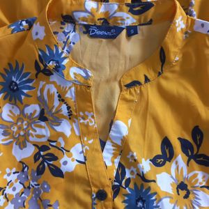 Deewa, Women mustard Yellow & Blue Printed Cold Sh