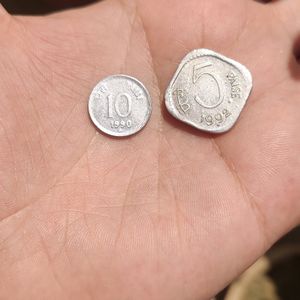 10 And 5 Paise Hyderabad Mint Coin 1990,1992