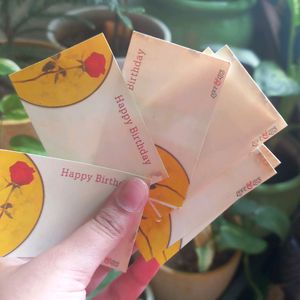 6 Peice Of (Happy Birthday) Cards + Wishes Sticker